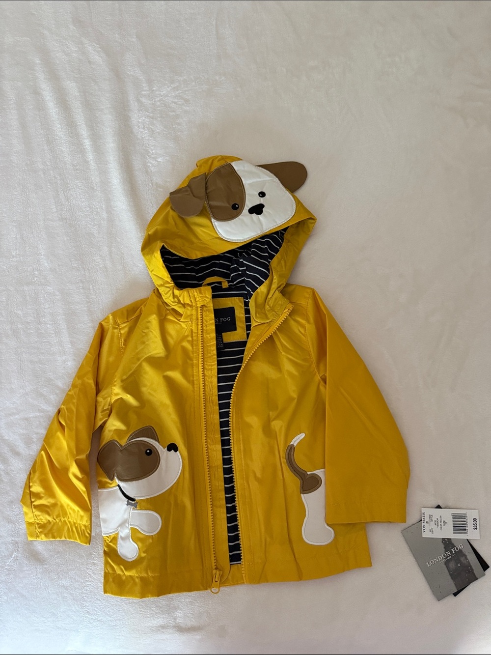 London Fog Bright Yellow Kids' Raincoat with Puppy Hood